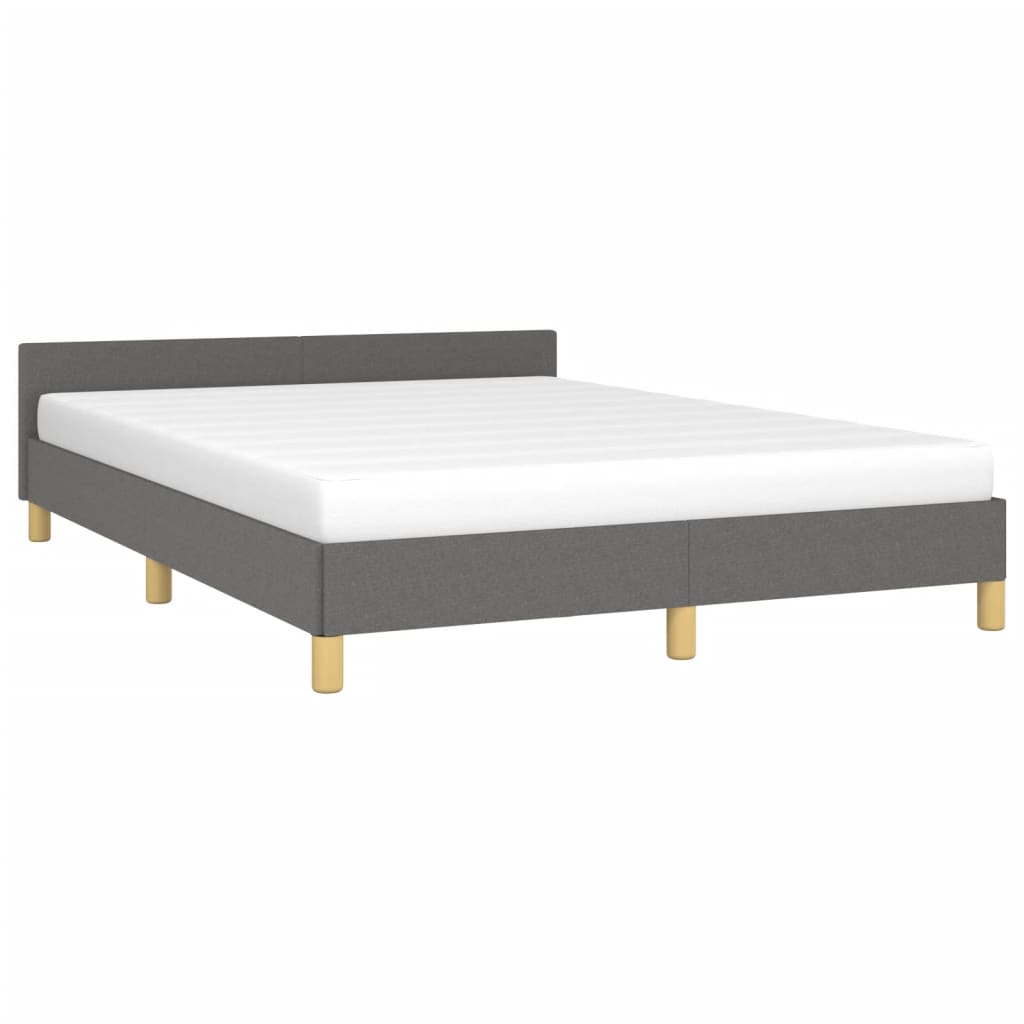 Bed Frame with Headboard Dark Grey 137x187 cm Double Fabric