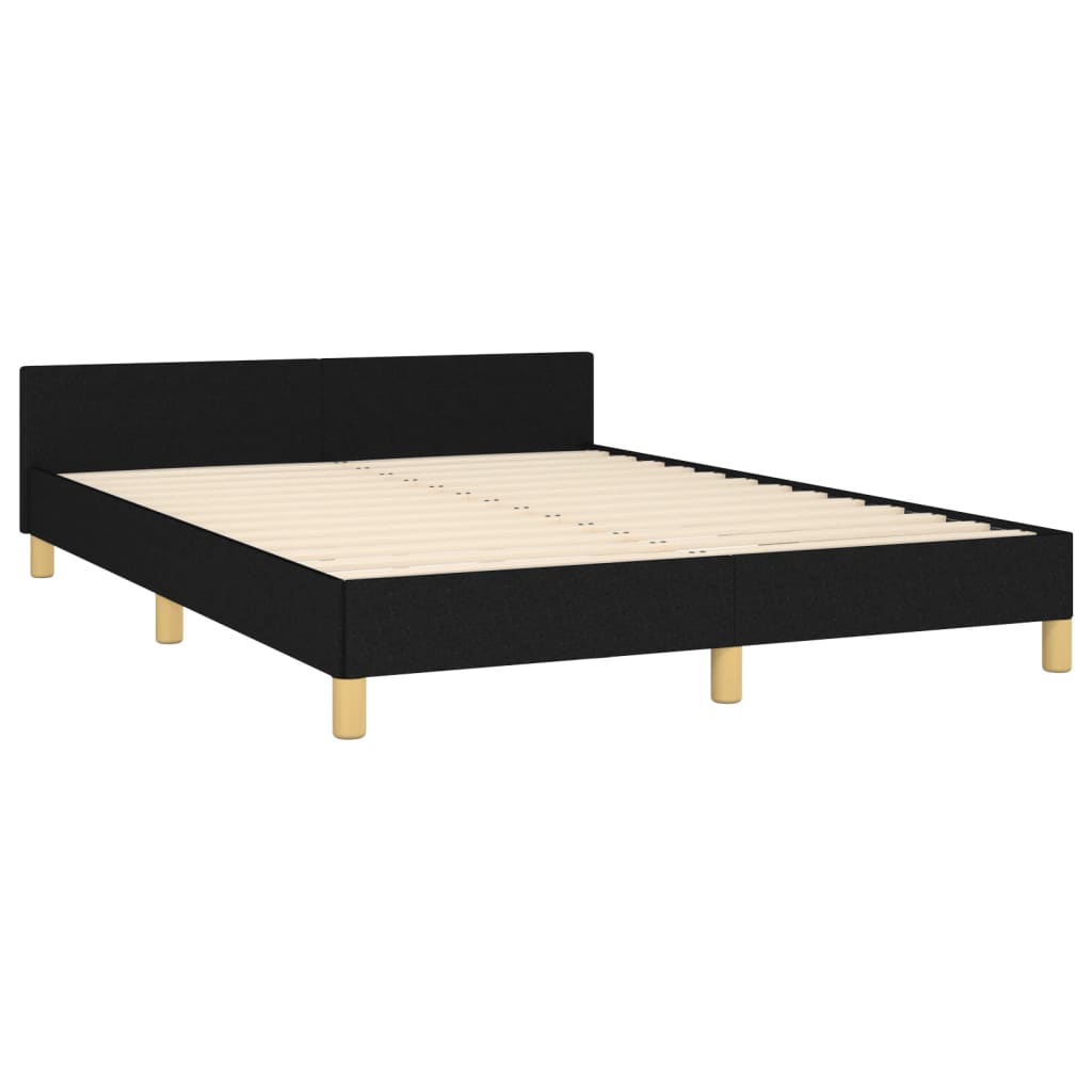 Bed Frame with Headboard Black 137x187 cm Double Fabric
