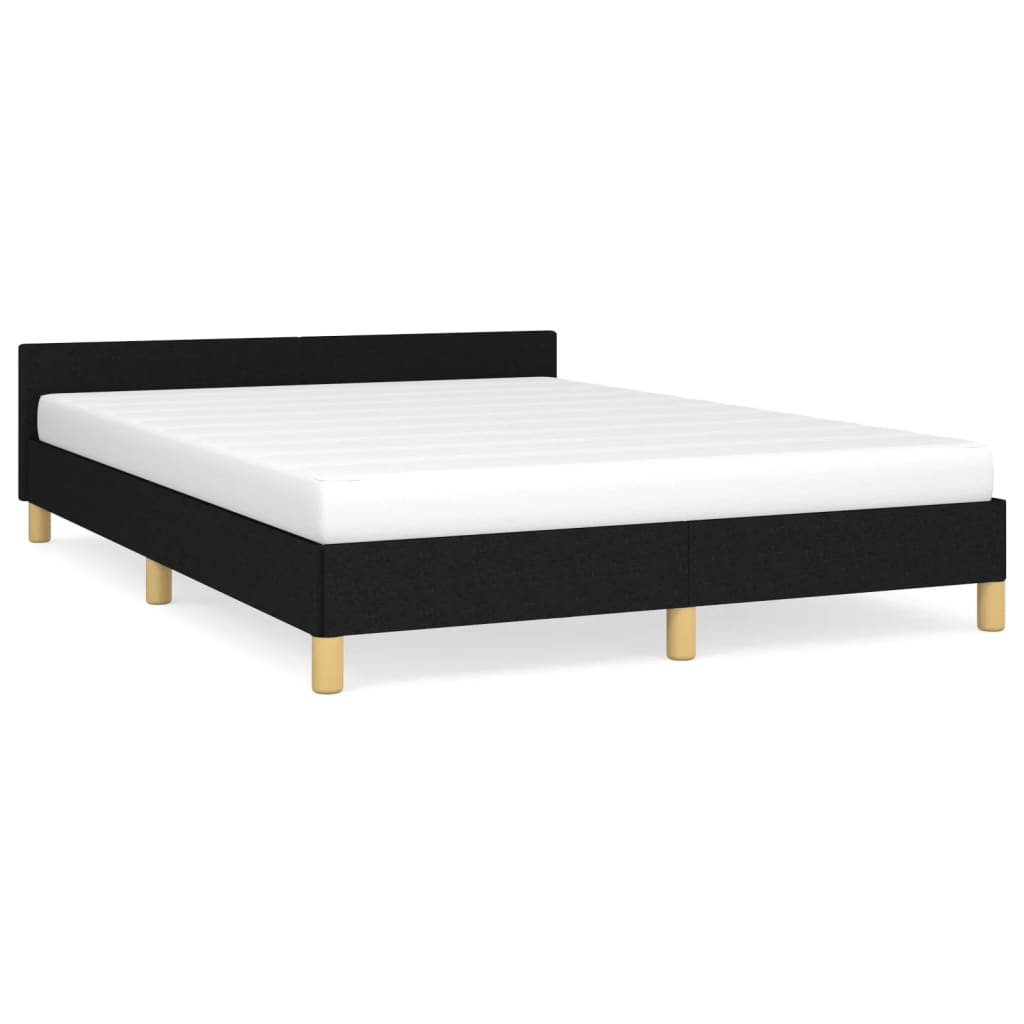 Bed Frame with Headboard Black 153x203 cm Queen Fabric