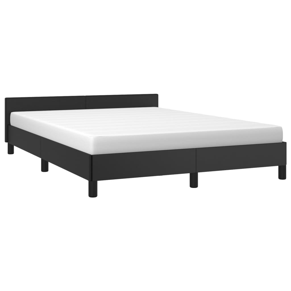 Bed Frame with Headboard Black 153x203 cm Queen Faux Leather