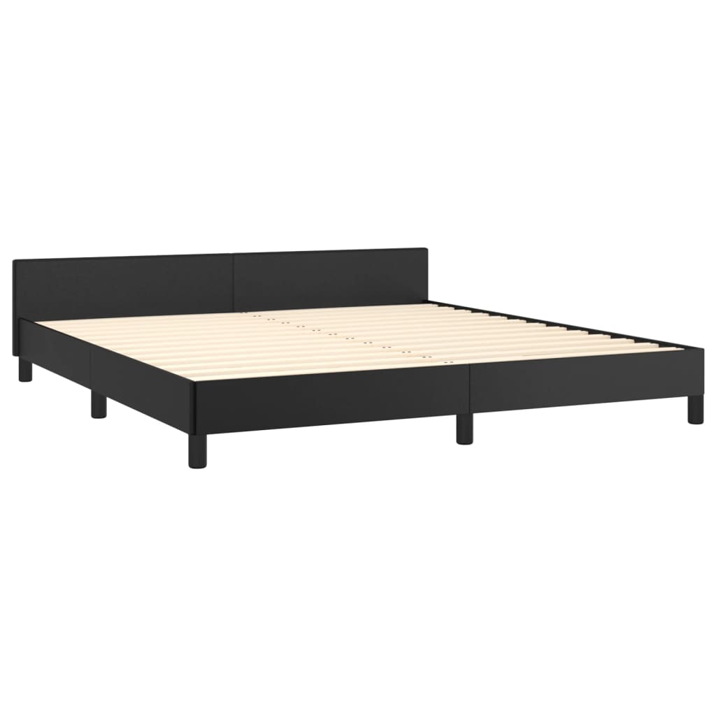 Bed Frame with Headboard Black 153x203 cm Queen Faux Leather