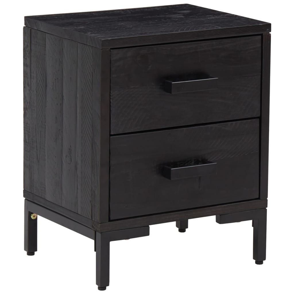 Bedside Cabinet Black 36x30x45 cm Solid Pinewood - Newstart Furniture