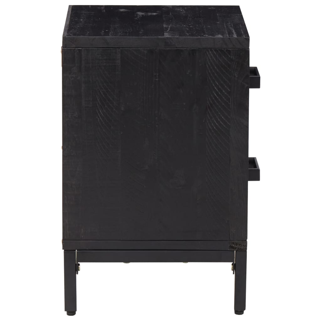 Bedside Cabinet Black 36x30x45 cm Solid Pinewood - Newstart Furniture