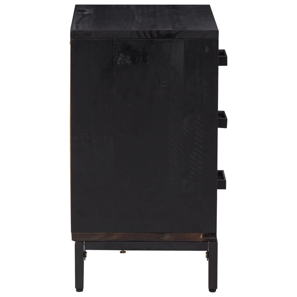 Bedside Cabinet Black 40x30x55 cm Solid Pinewood - Newstart Furniture
