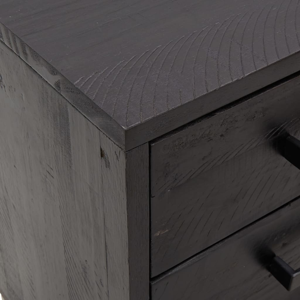 Bedside Cabinet Black 40x30x55 cm Solid Pinewood - Newstart Furniture