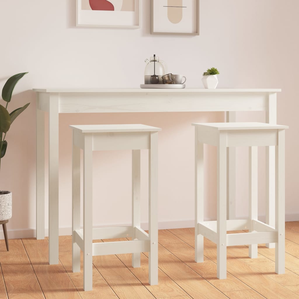 Bar Chairs 2 pcs White 40x40x78 cm Solid Wood Pine - Newstart Furniture