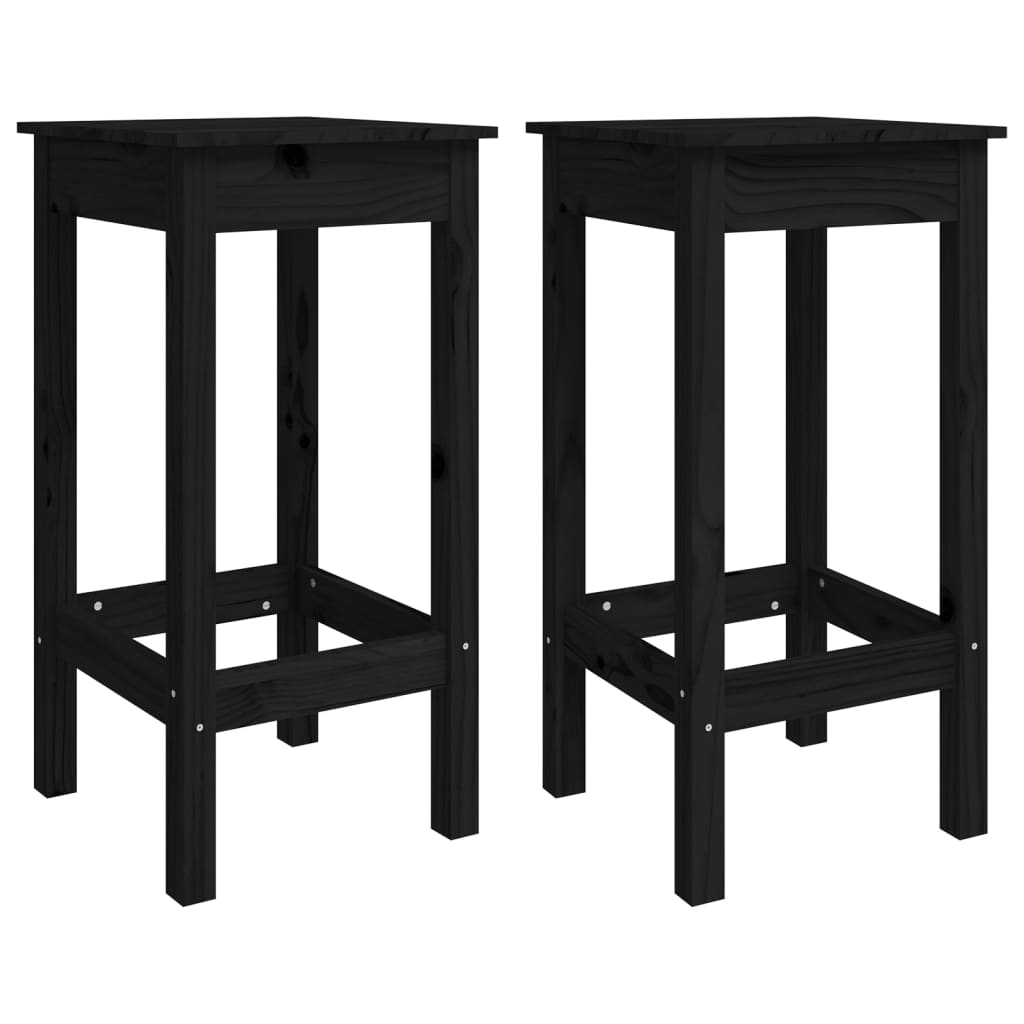 Bar Chairs 2 pcs Black 40x40x78 cm Solid Wood Pine - Newstart Furniture
