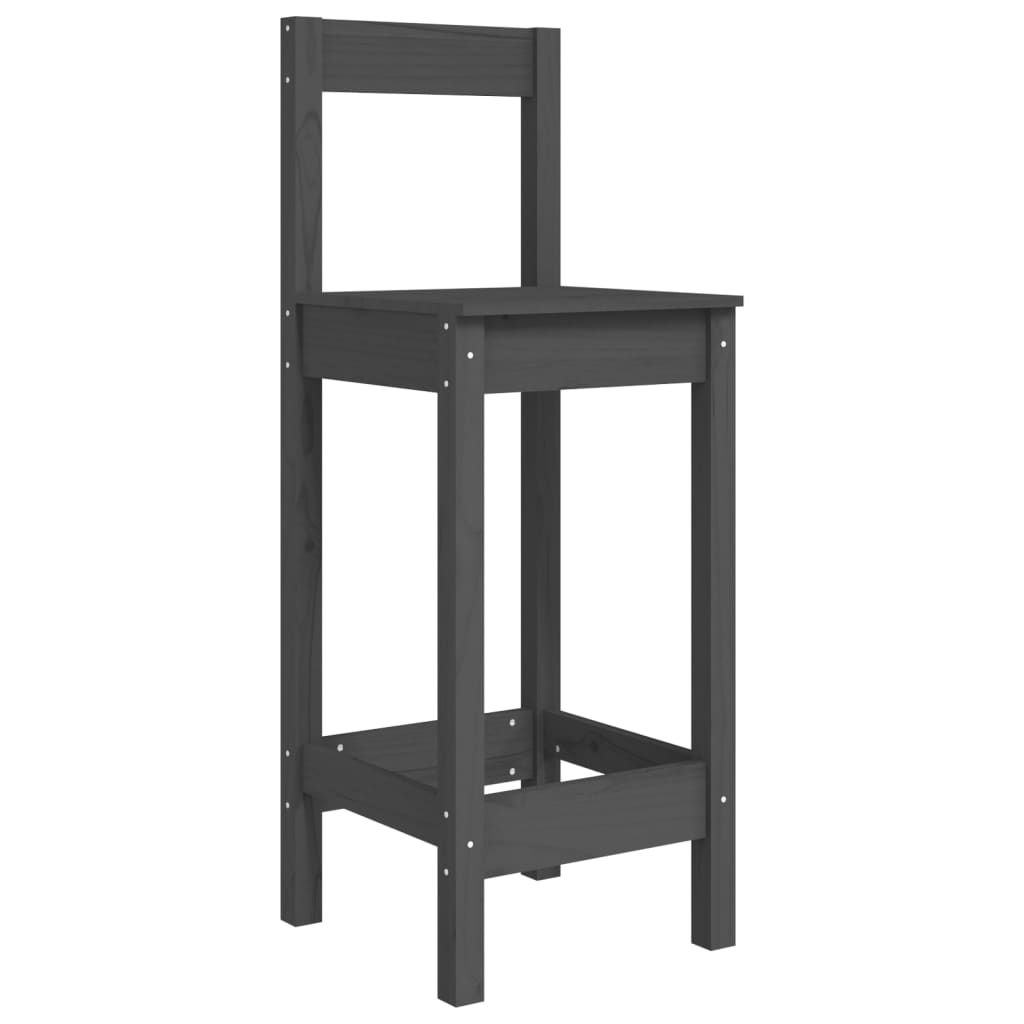 Bar Chairs 2 pcs Grey 40x41.5x112 cm Solid Wood Pine - Newstart Furniture