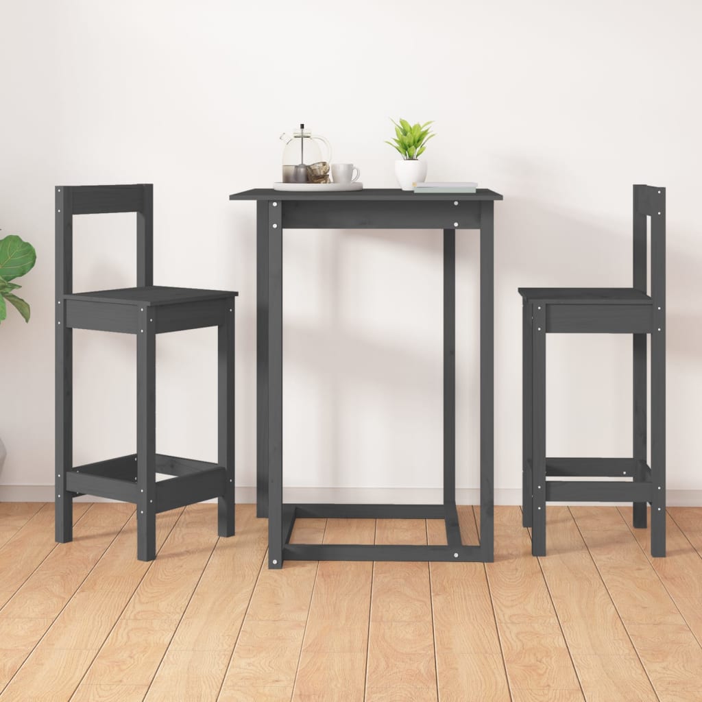 Bar Chairs 2 pcs Grey 40x41.5x112 cm Solid Wood Pine - Newstart Furniture