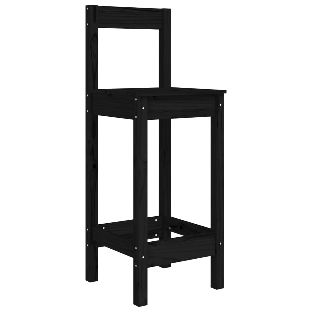 Bar Chairs 2 pcs Black 40x41.5x112 cm Solid Wood Pine - Newstart Furniture