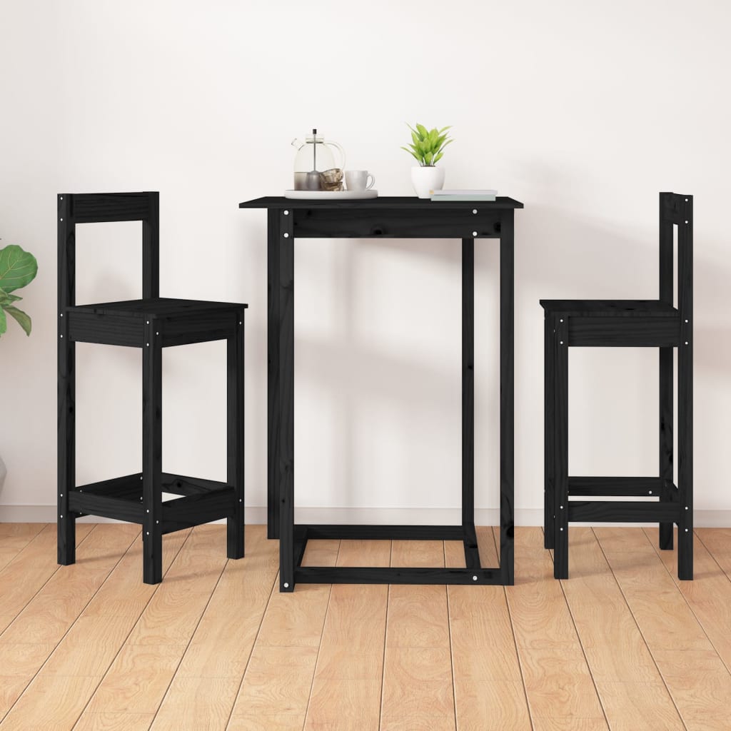 Bar Chairs 2 pcs Black 40x41.5x112 cm Solid Wood Pine - Newstart Furniture