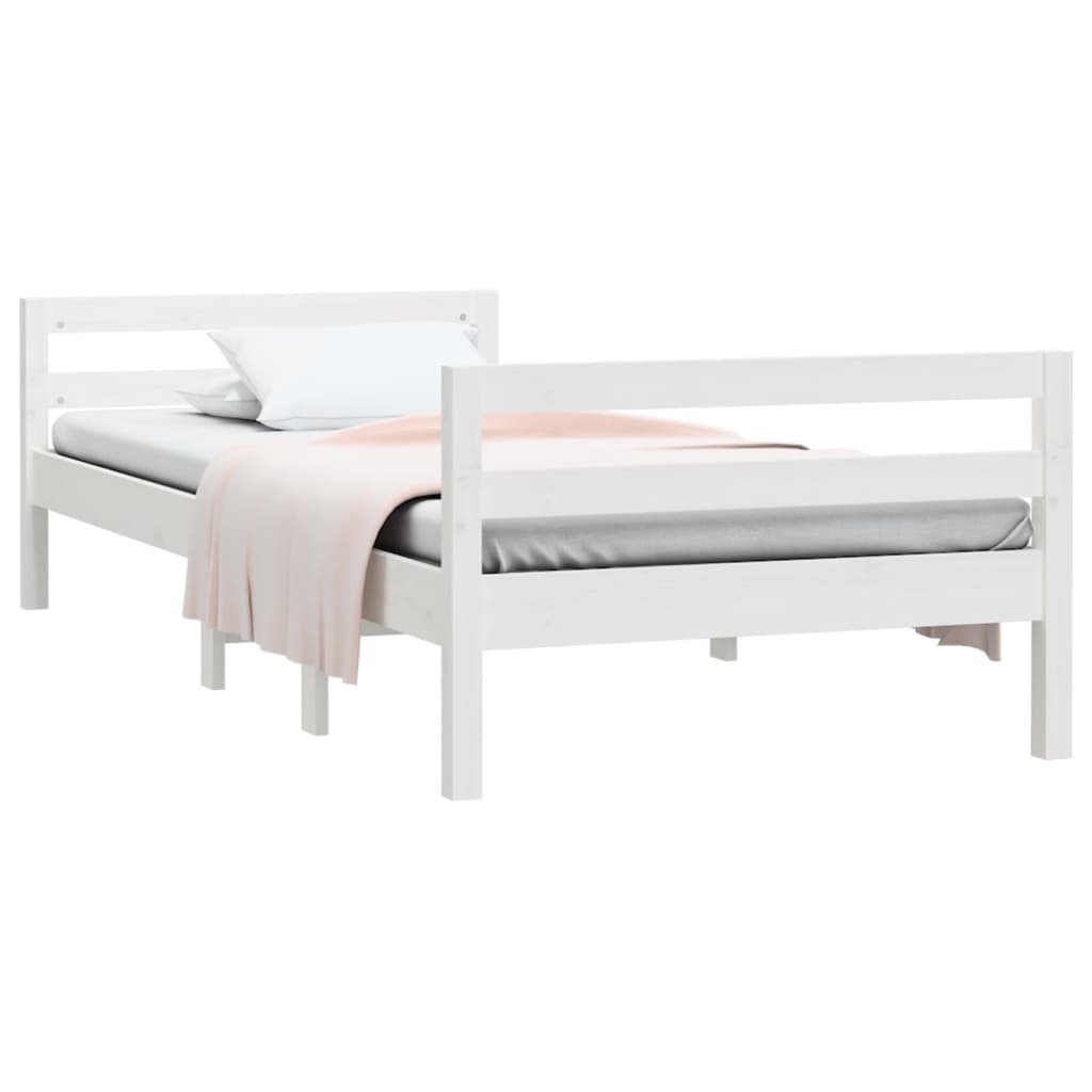 Bed Frame White 92x187 cm Single Bed Size Solid Wood Pine - Newstart Furniture