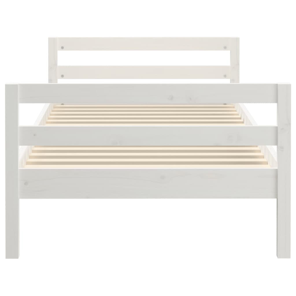 Bed Frame White 92x187 cm Single Bed Size Solid Wood Pine - Newstart Furniture
