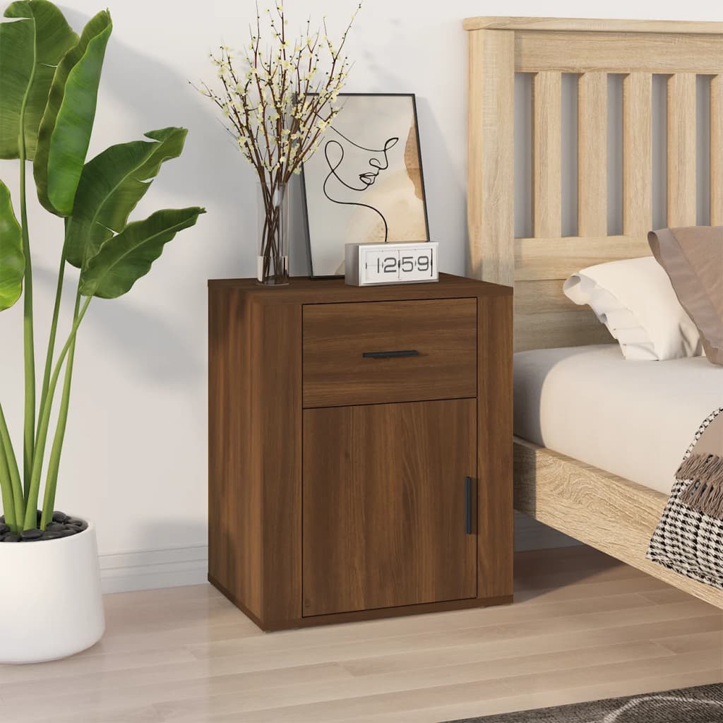 Bedside Cabinet Brown Oak 50x36x60 cm Engineered Wood - Newstart Furniture