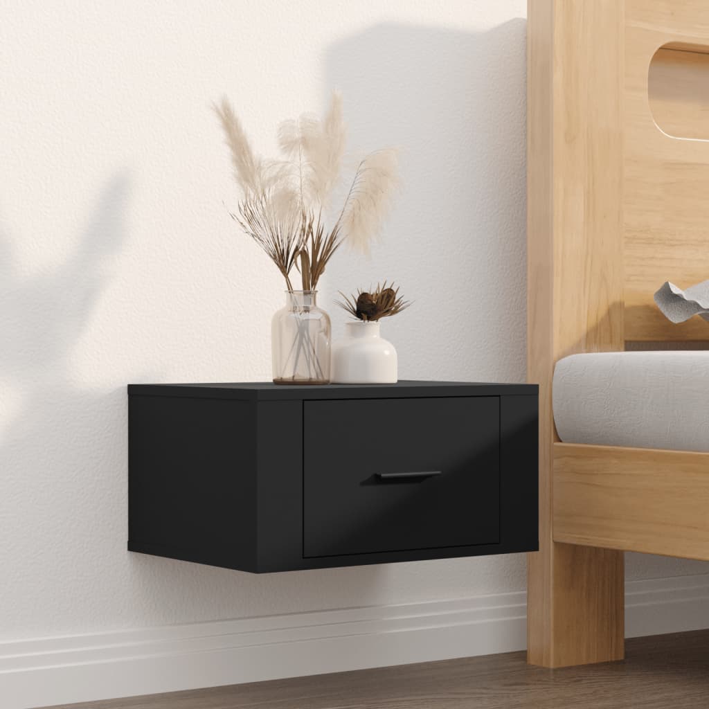 Wall-mounted Bedside Cabinet Black 50x36x25 cm - Newstart Furniture