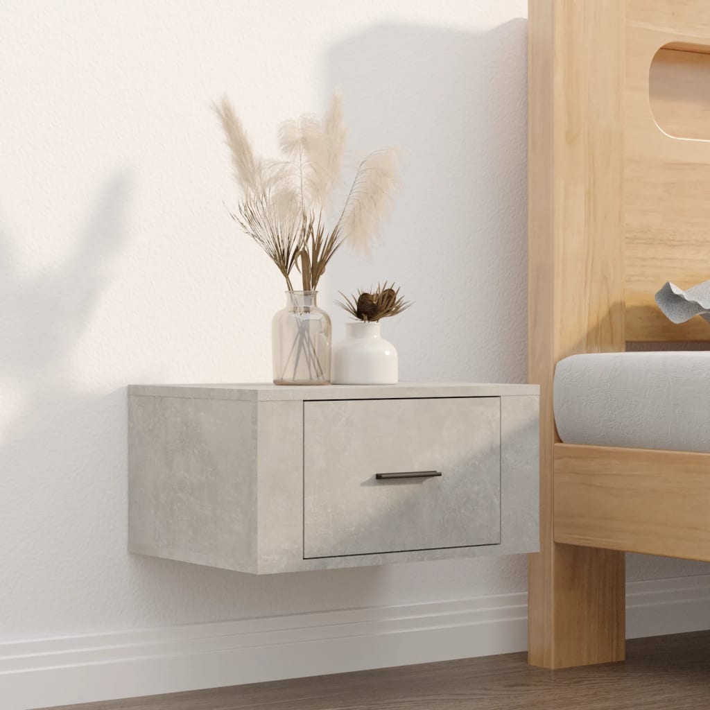 Wall-mounted Bedside Cabinet Concrete Grey 50x36x25 cm - Newstart Furniture