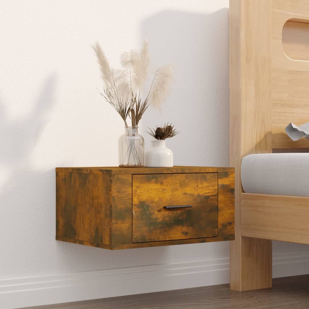 Wall-mounted Bedside Cabinet Smoked Oak 50x36x25 cm - Newstart Furniture