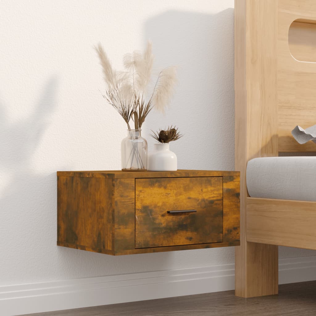 Wall-mounted Bedside Cabinets 2 pcs Smoked Oak 50x36x25 cm - Newstart Furniture
