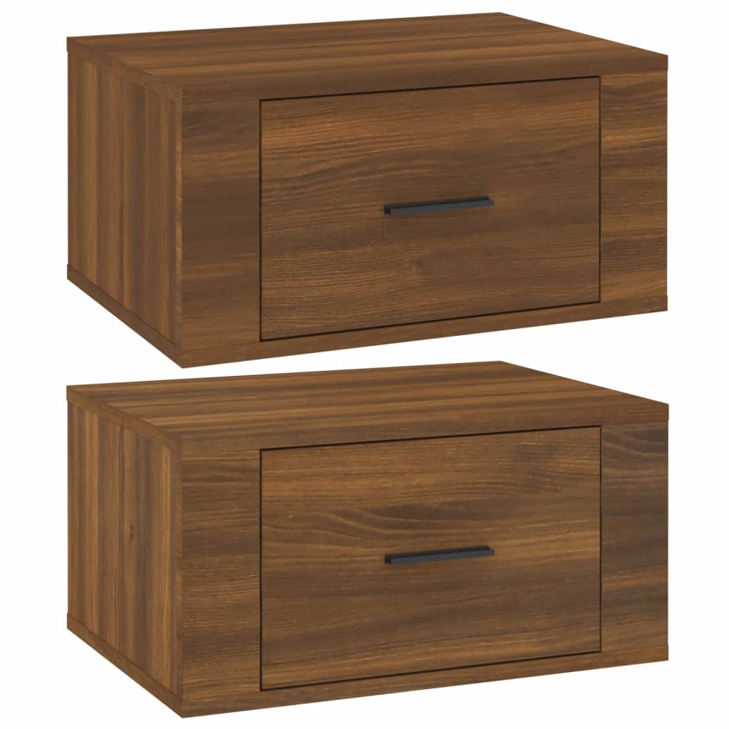 Wall-mounted Bedside Cabinets 2 pcs Brown Oak 50x36x25 cm - Newstart Furniture