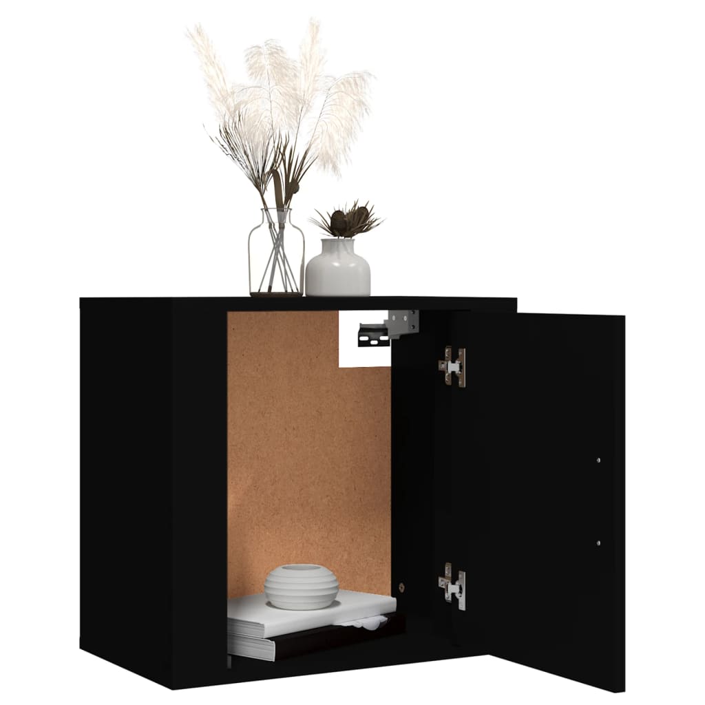 Wall-mounted Bedside Cabinet Black 50x30x47 cm - Newstart Furniture