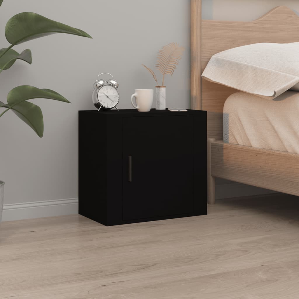Wall-mounted Bedside Cabinet Black 50x30x47 cm - Newstart Furniture