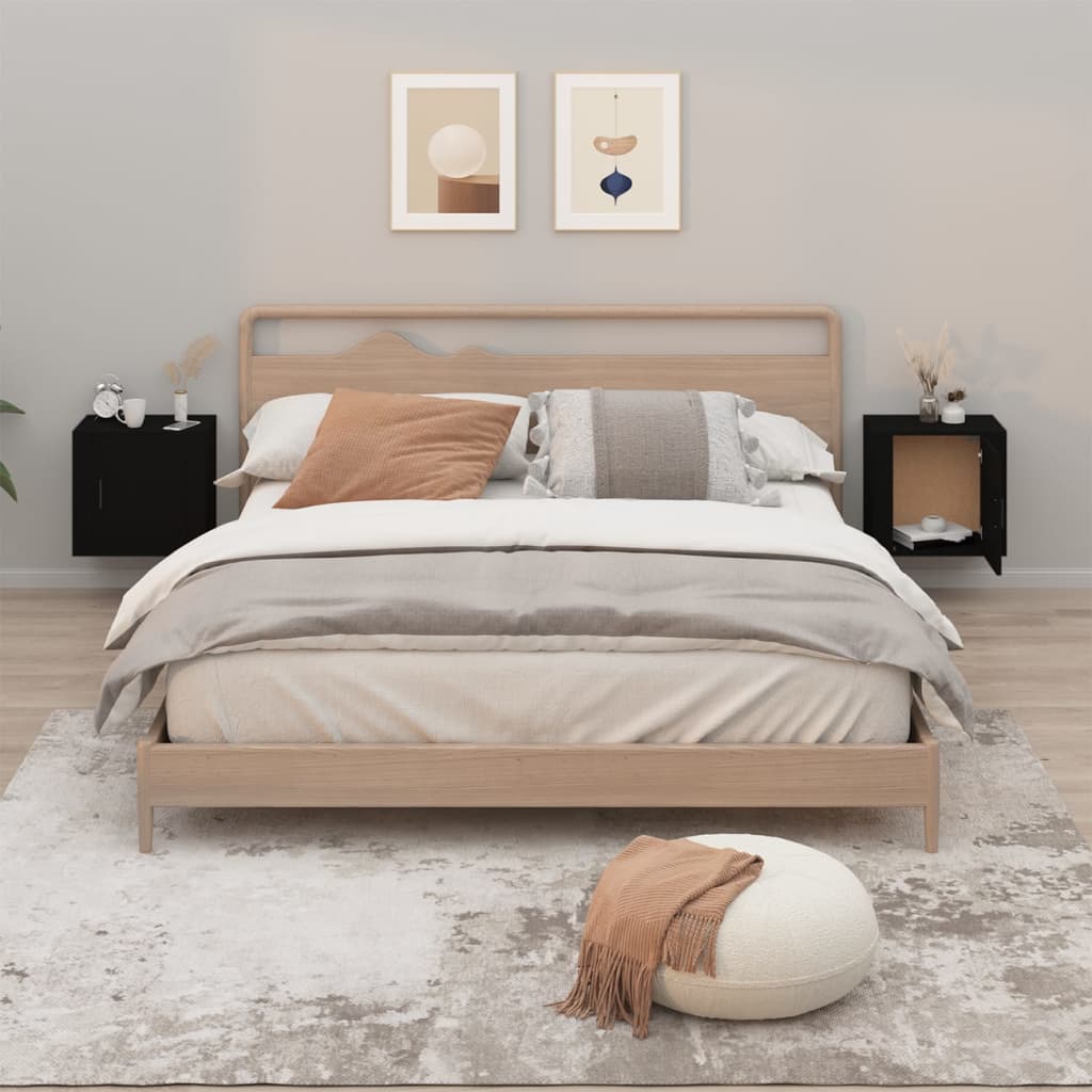 Wall-mounted Bedside Cabinets 2 pcs Black 50x30x47 cm - Newstart Furniture