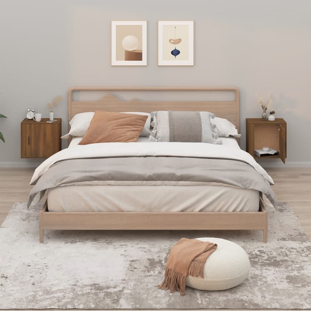 Wall-mounted Bedside Cabinets 2 pcs Brown Oak 50x30x47 cm - Newstart Furniture