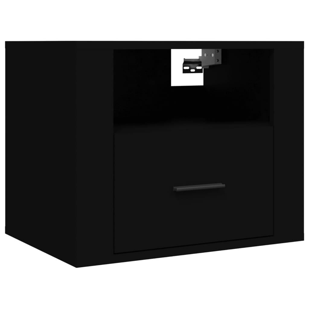 Wall-mounted Bedside Cabinet Black 50x36x40 cm - Newstart Furniture