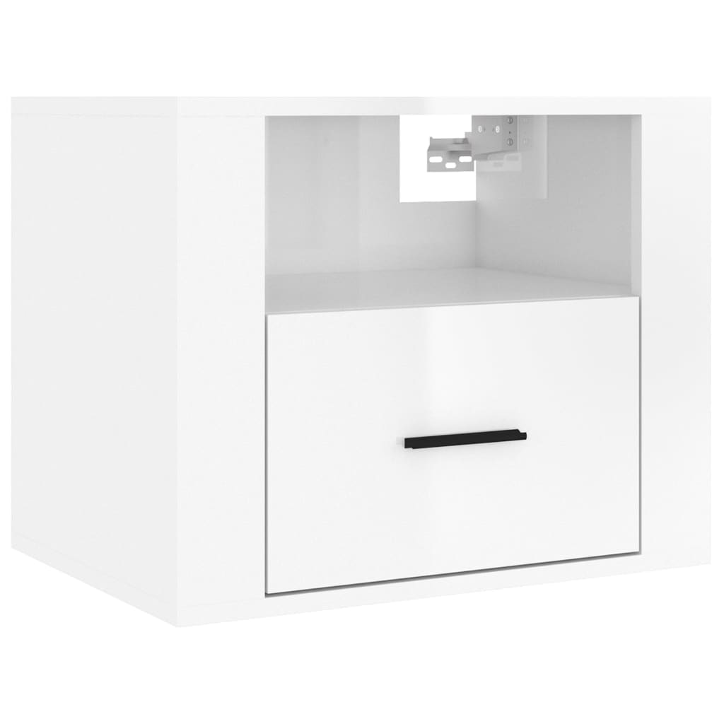 Wall-mounted Bedside Cabinets 2 pcs High Gloss White 50x36x40cm - Newstart Furniture