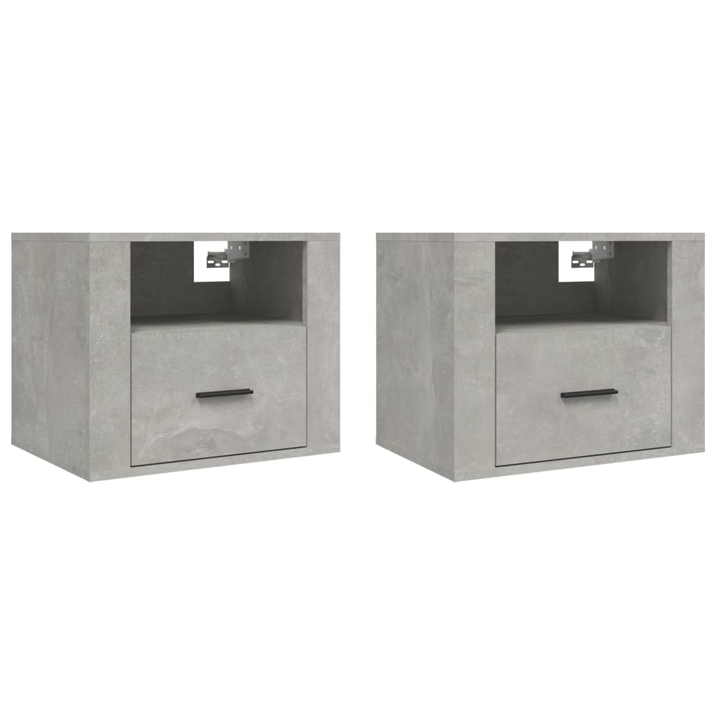 Wall-mounted Bedside Cabinets 2 pcs Concrete Grey 50x36x40 cm