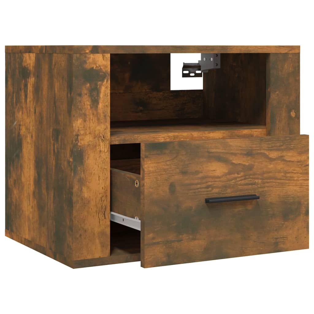 Wall-mounted Bedside Cabinets 2 pcs Smoked Oak 50x36x40 cm - Newstart Furniture