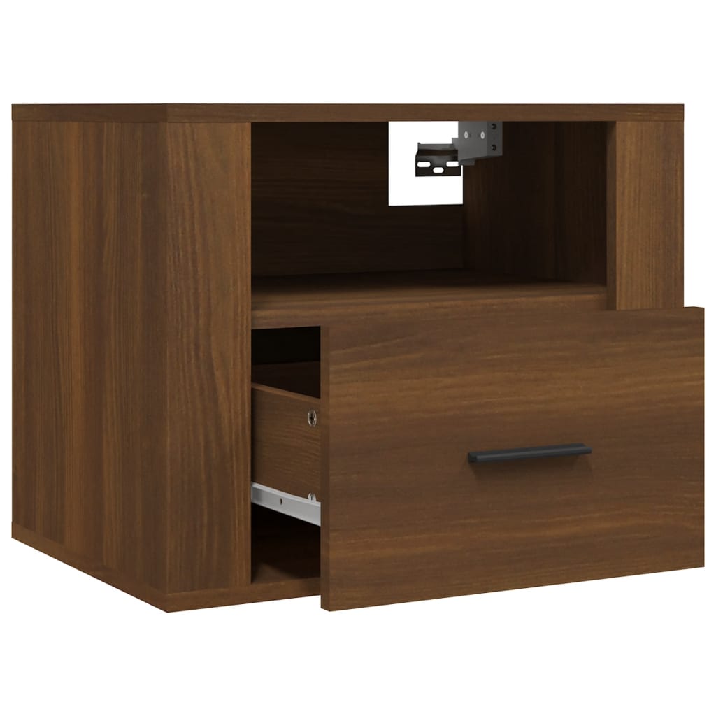 Wall-mounted Bedside Cabinet Brown Oak 50x36x40 cm - Newstart Furniture