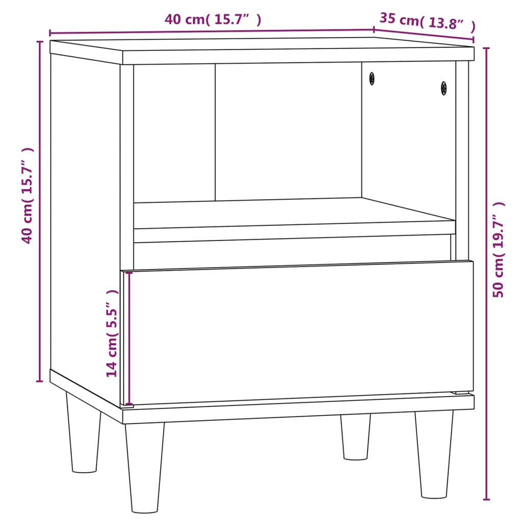 Bedside Cabinet Black 40x35x50 cm - Newstart Furniture