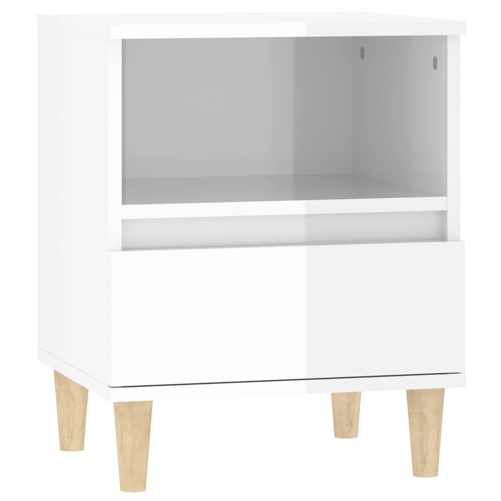 Bedside Cabinets 2 pcs High Gloss White 40x35x50 cm - Newstart Furniture