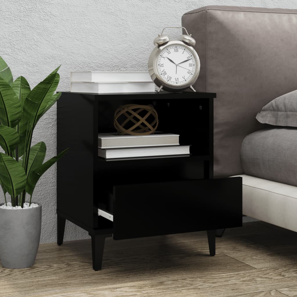 Bedside Cabinets 2 pcs Black 40x35x50 cm - Newstart Furniture