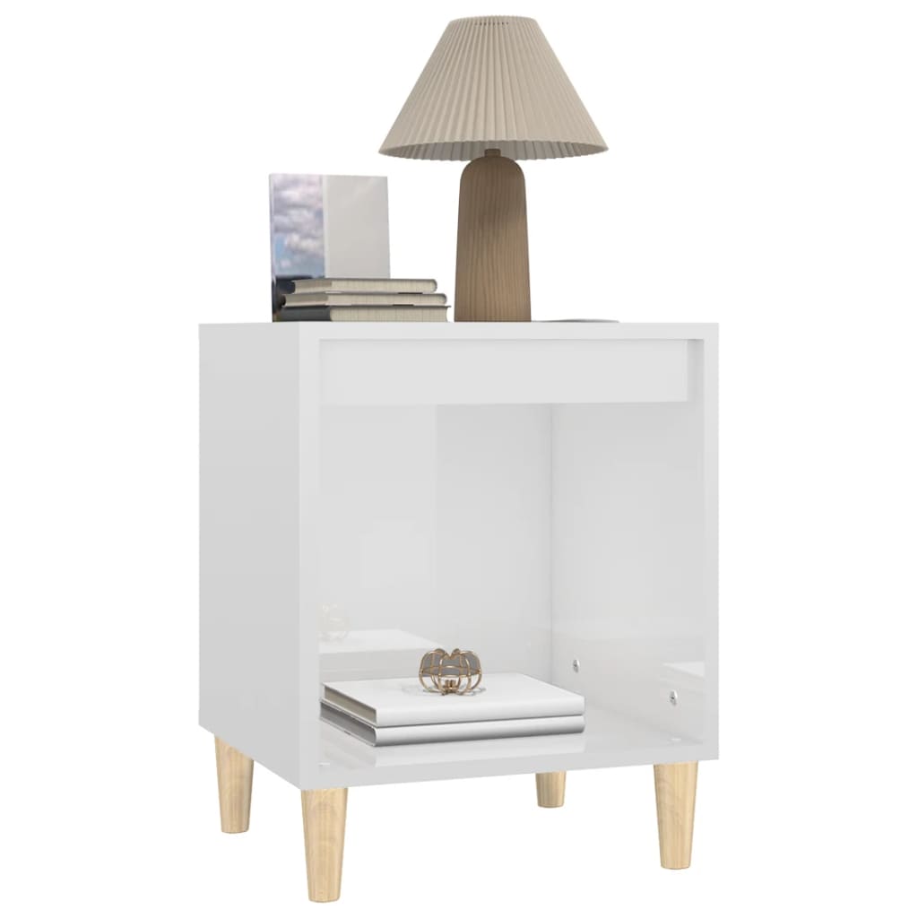 Bedside Cabinets 2 pcs High Gloss White 40x35x50 cm - Newstart Furniture