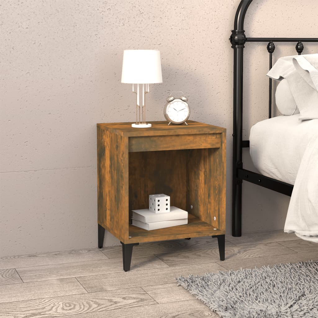Bedside Cabinets 2 pcs Smoked Oak 40x35x50 cm - Newstart Furniture