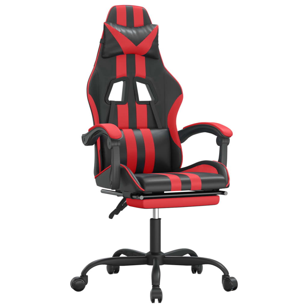 Gaming Chair with Footrest Black and Red Faux Leather - Newstart Furniture