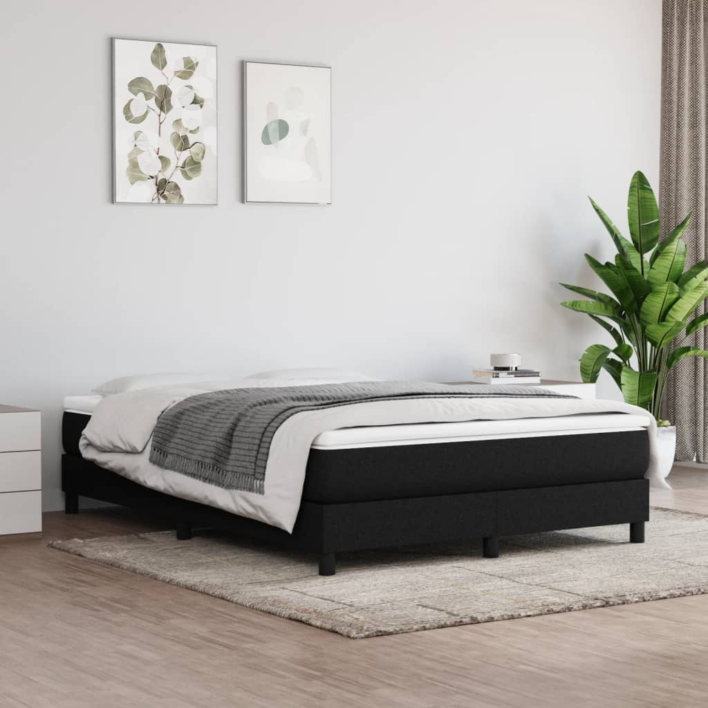 Box Spring Bed Frame Black 153x203 cm Queen Size Fabric