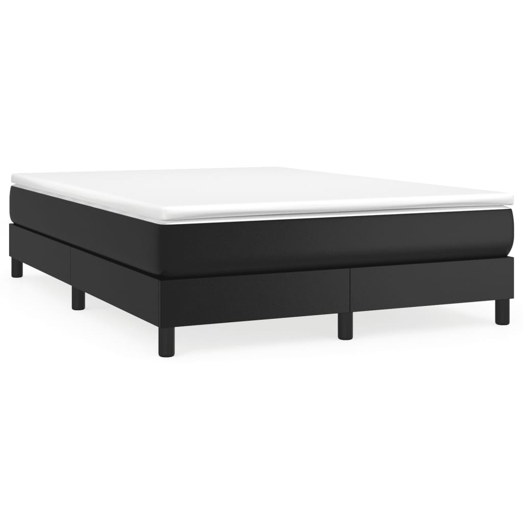 Box Spring Bed Frame Black 153x203 cm Queen Size Faux Leather
