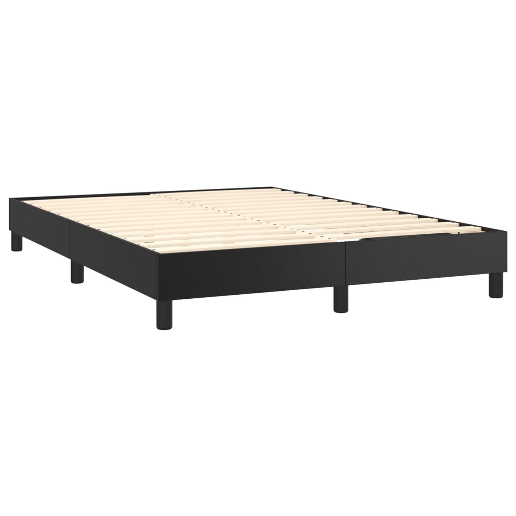 Box Spring Bed Frame Black 153x203 cm Queen Size Faux Leather