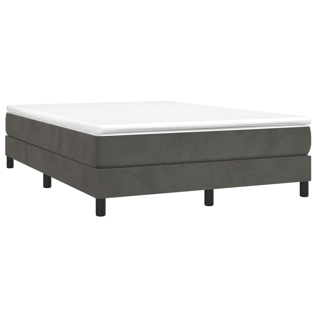 Box Spring Bed Frame Dark Grey 137x190 cm Velvet
