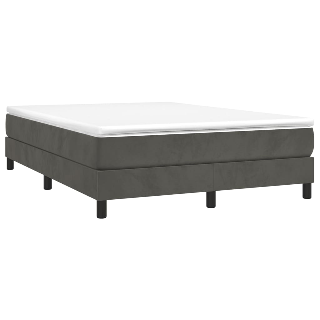 Box Spring Bed Frame Dark Grey 153x203 cm Queen Size Velvet