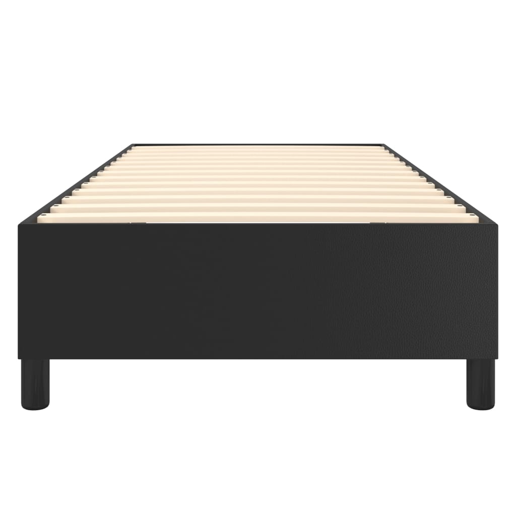 Box Spring Bed Frame Black 107x203 cm King Single Faux Leather - Newstart Furniture