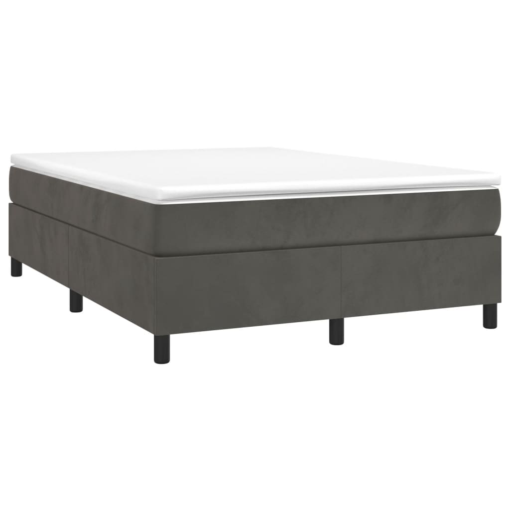 Box Spring Bed Frame Dark Grey 137x190 cm Double Velvet