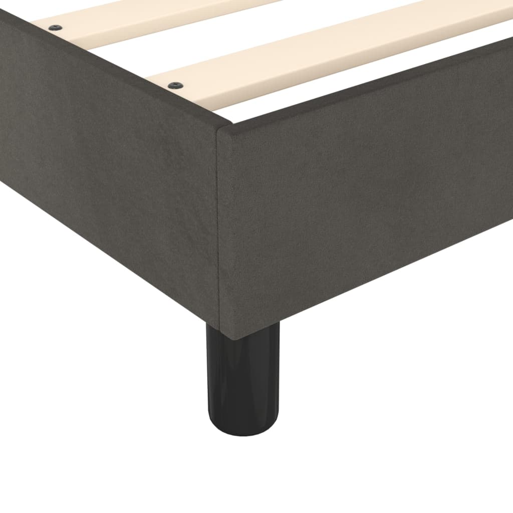 Box Spring Bed Frame Dark Grey 107x203 cm King Single Velvet - Newstart Furniture
