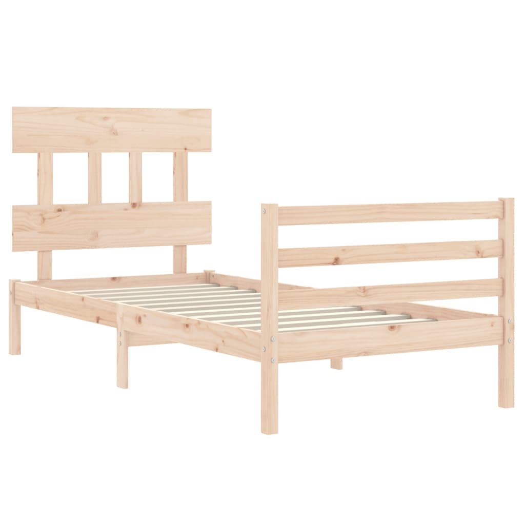 Bed Frame with Headboard 92x187 cm Single Solid Wood - Newstart Furniture