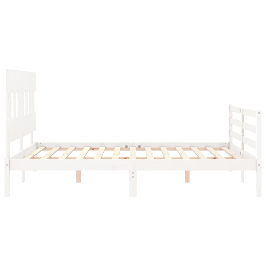 Bed Frame with Headboard  White 153x203 cm Queen Solid Wood - Newstart Furniture