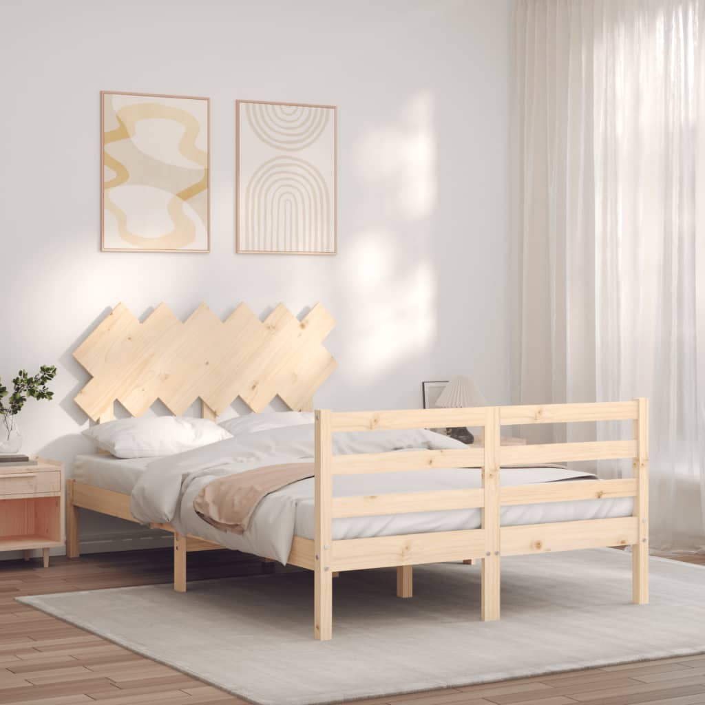 Bed Frame with Headboard 137x187 cm Double Solid Wood - Newstart Furniture