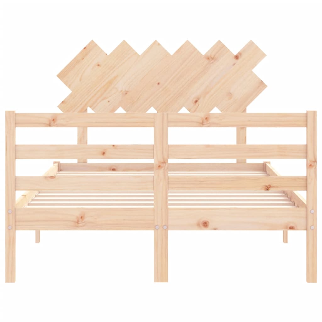 Bed Frame with Headboard 137x187 cm Double Solid Wood - Newstart Furniture